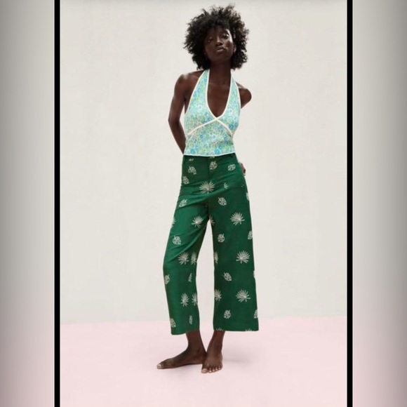 Zara Pants - Zara Green Patterned Wide Leg Pants
